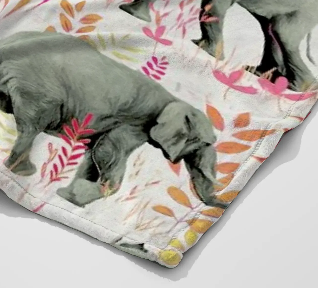 Sweet Elephants in Pink Orange fleece blanket by Micklyn Le Feuvre
