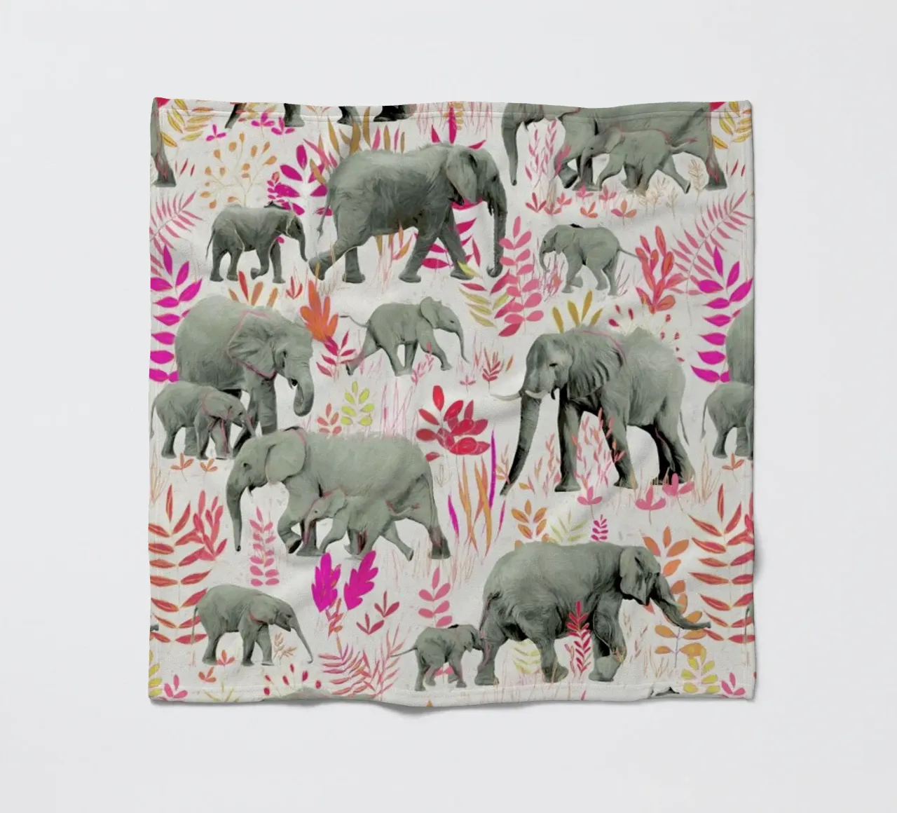 Sweet Elephants in Pink Orange fleece blanket by Micklyn Le Feuvre