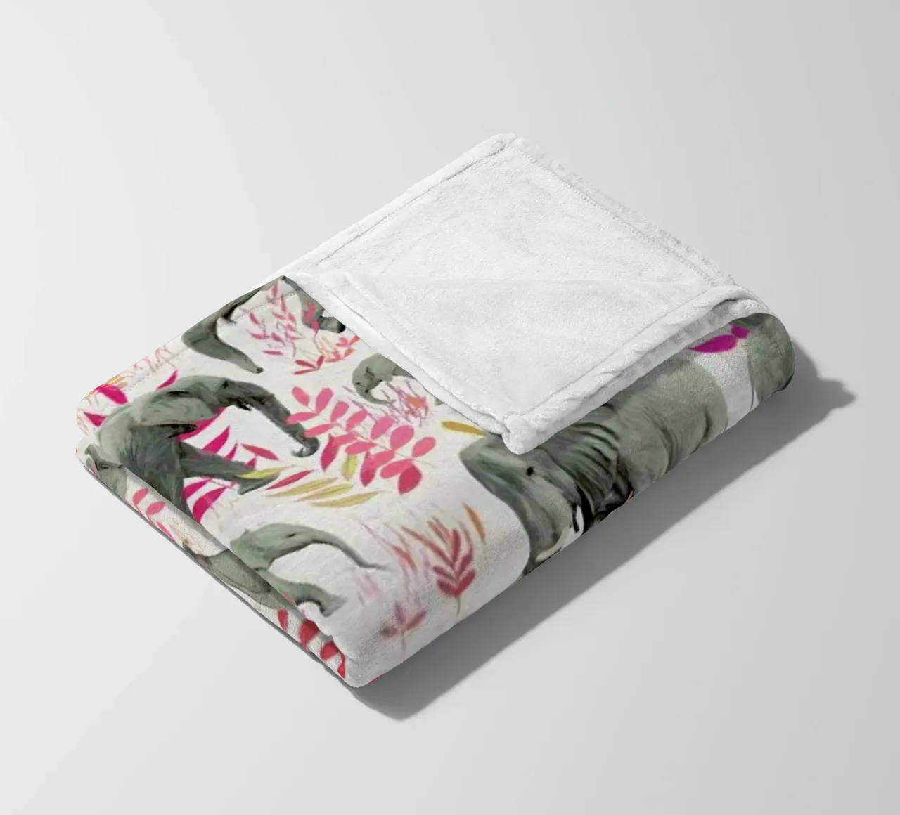 Sweet Elephants in Pink Orange fleece blanket by Micklyn Le Feuvre