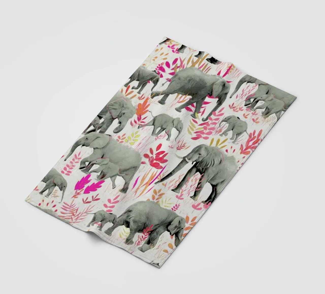Sweet Elephants in Pink Orange fleece blanket by Micklyn Le Feuvre