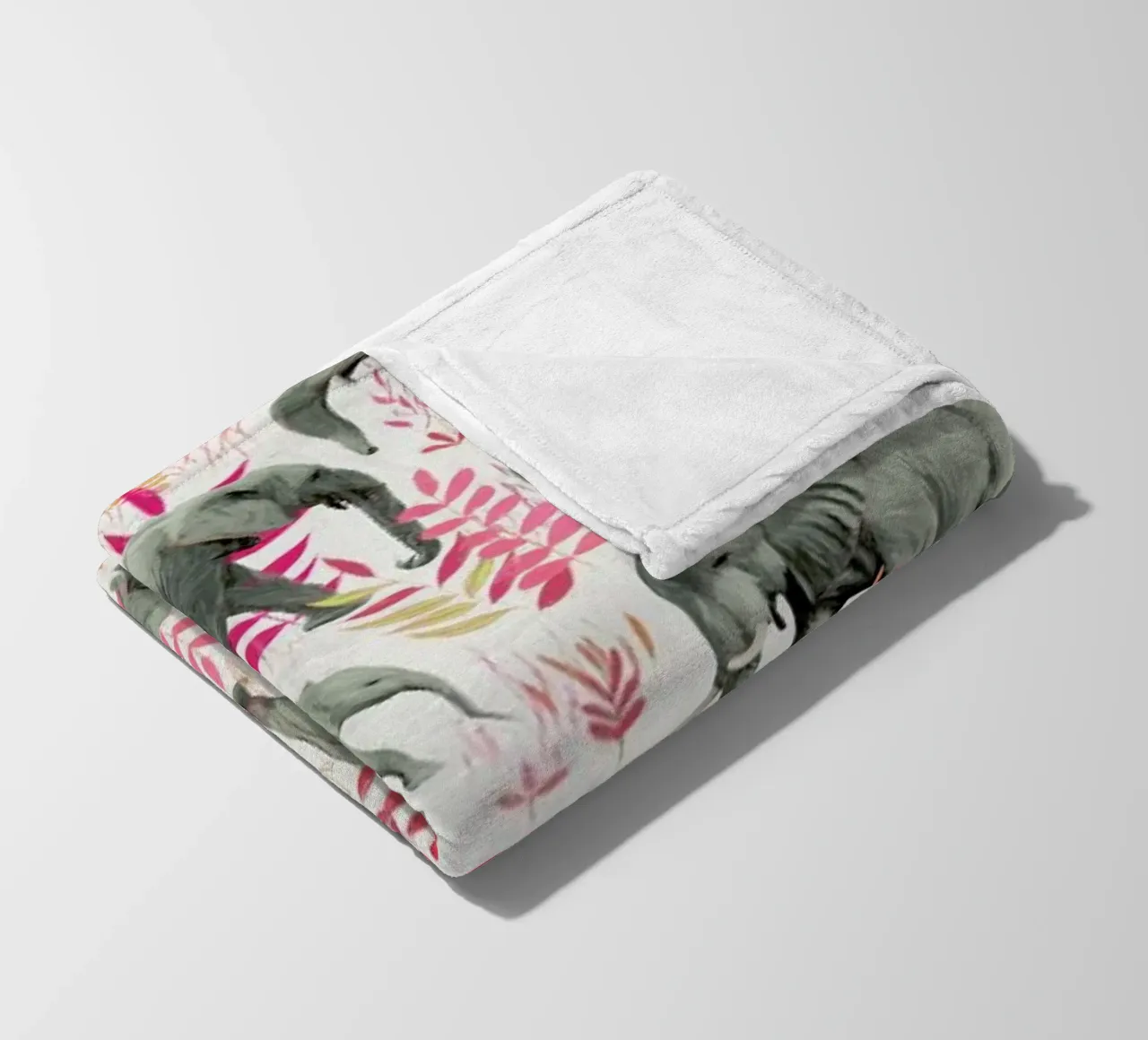 Sweet Elephants in Pink Orange fleece blanket by Micklyn Le Feuvre