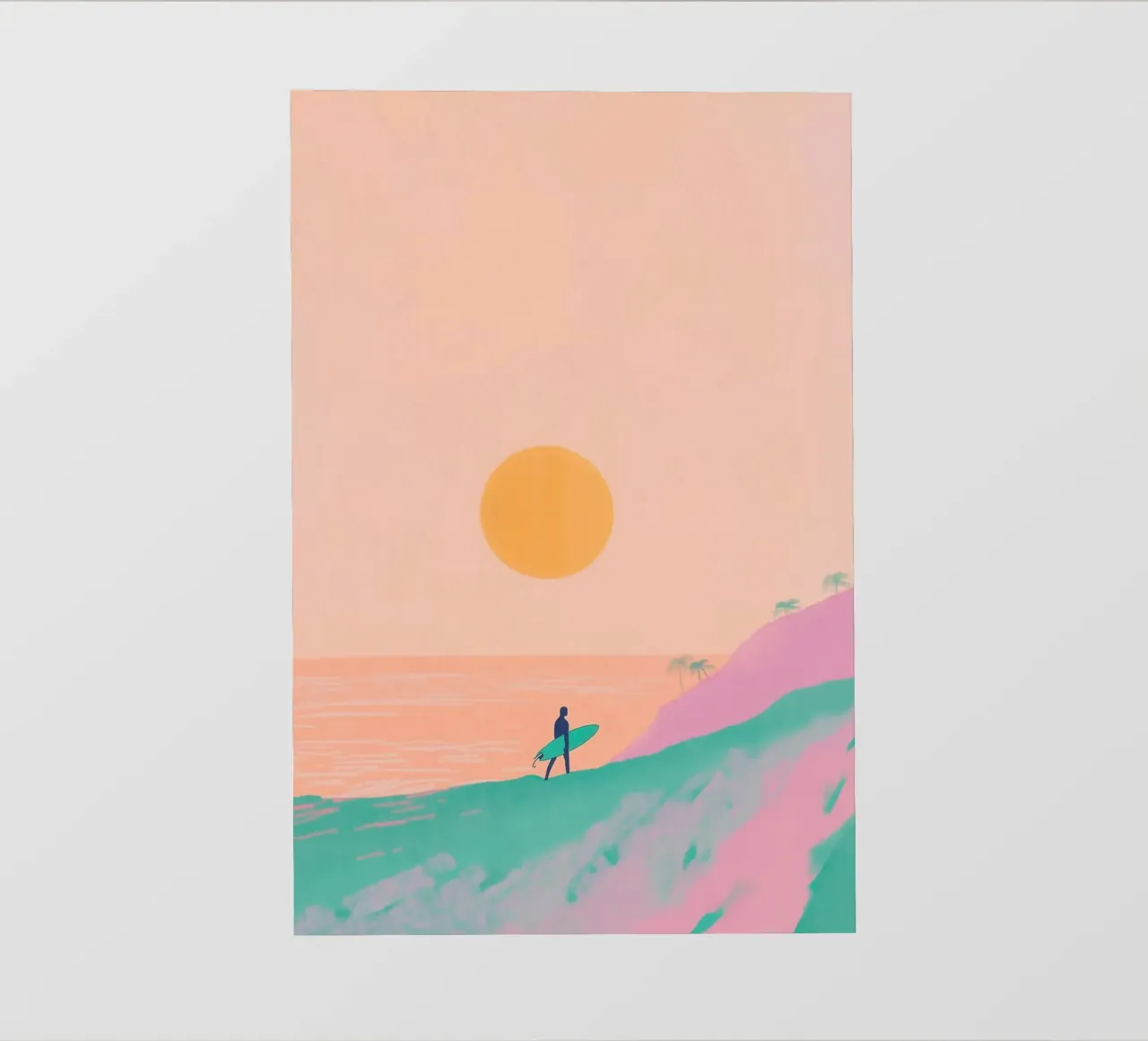 Surferparadies bei Sonnenuntergang Backlit Folie von Melloi Art Print