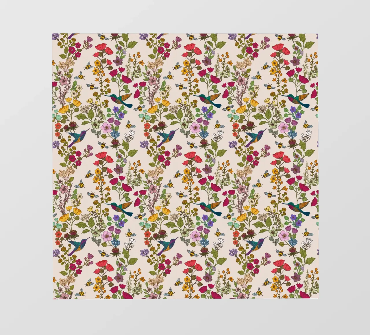 Cecilia Mok - Kolibris und Bienen Creme Backlit Folie von The Artcircle