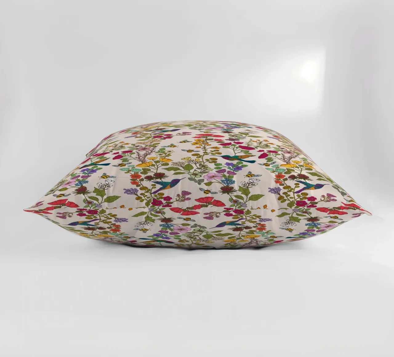 Cecilia Mok - Hummingbirds and Bees Cream decorative cushion by The Artcircle