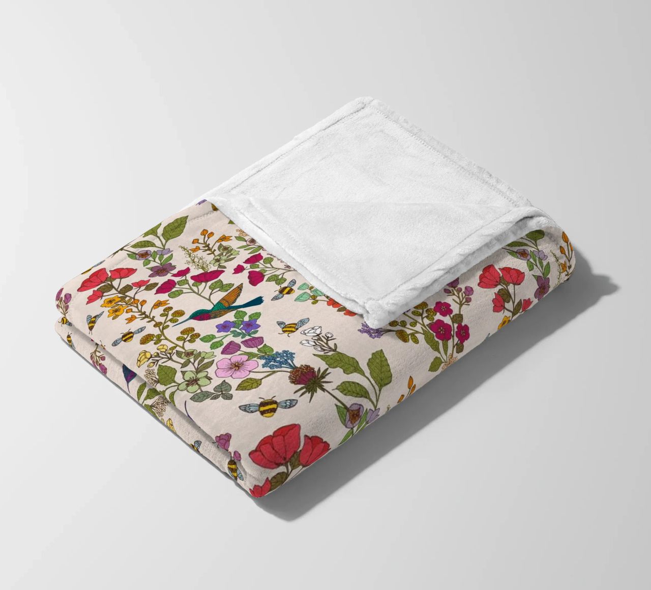 Cecilia Mok - Crema di colibrì e api coperta in pile da The Artcircle