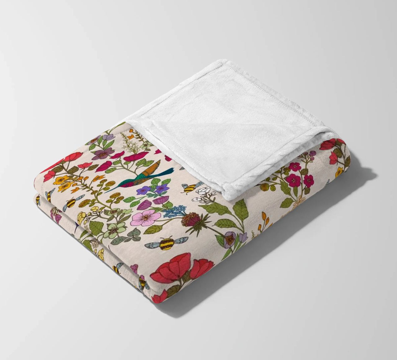 Cecilia Mok - Crema di colibrì e api coperta in pile da The Artcircle
