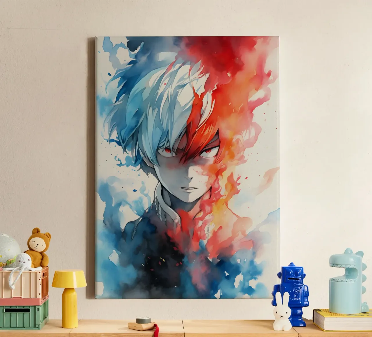 Todoroki Shouto tela con Cornice a cassetta da CreativeStudio