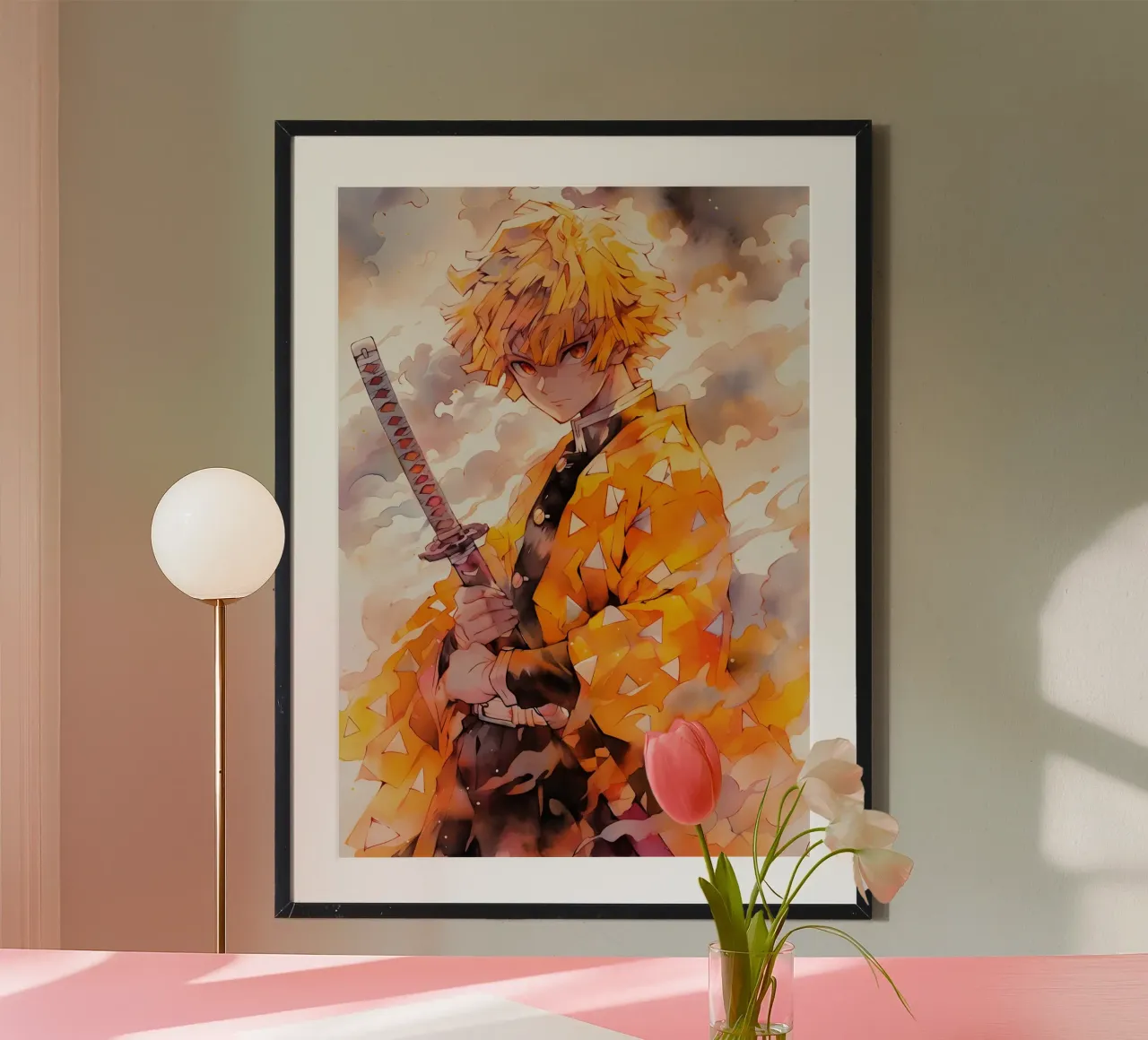 Zenitsu Agatsuma poster con telaio in legno da CreativeStudio