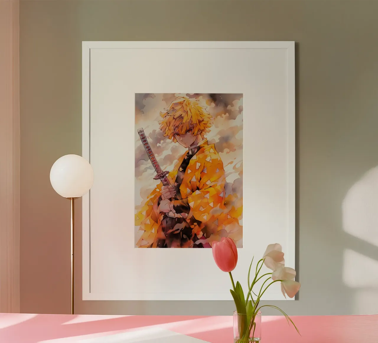 Zenitsu Agatsuma poster con telaio in legno da CreativeStudio