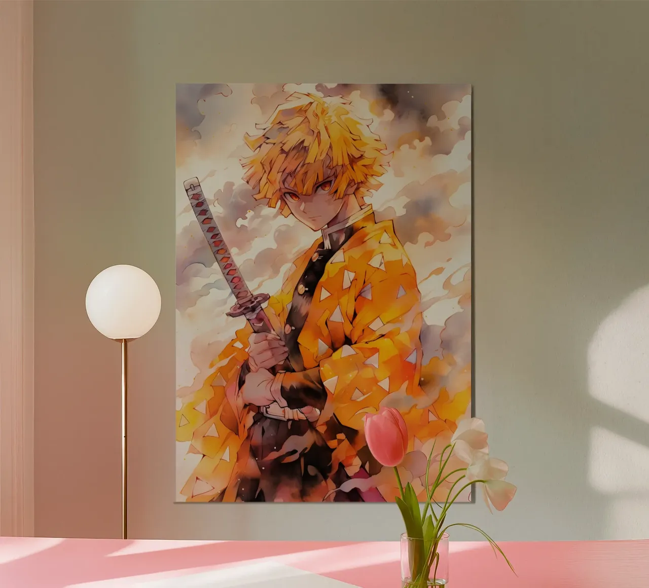 Zenitsu Agatsuma poster con telaio in legno da CreativeStudio