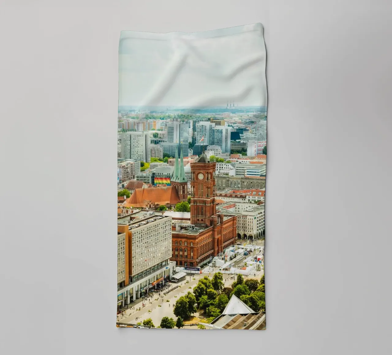 Berlin Alexanderplatz - View of the city and Rotes Rathaus towel by Berlin Moments