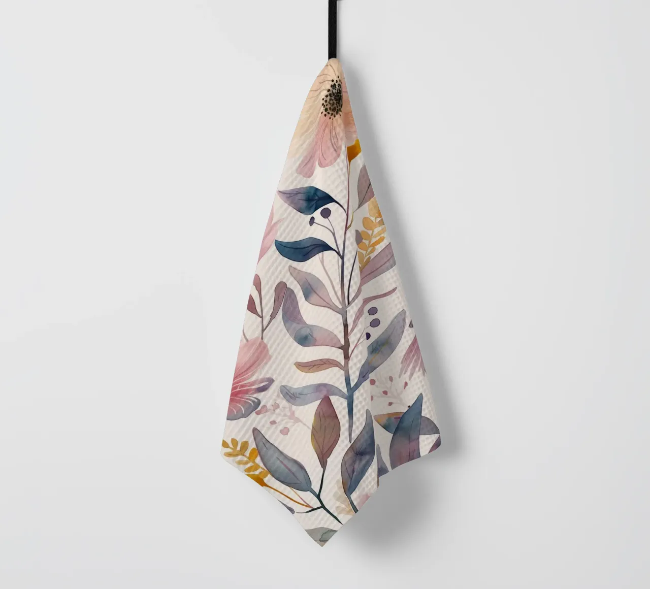 Carino rosa botanico primavera fiore papavero e uccello rosa fringuello canovaccio da cucina da Gentle Echoes Art