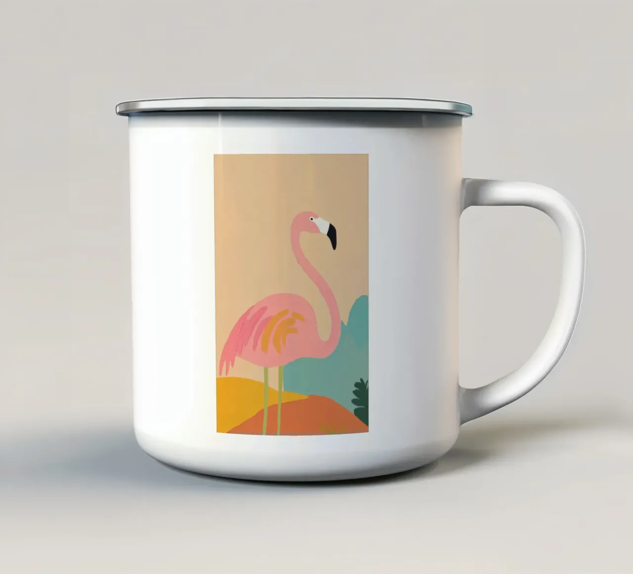 Retro Flamingo Kunst emaille mok van Melloi Art Print