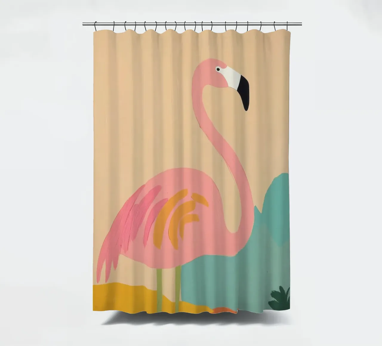 Retro Flamingo Kunst Duschvorhang von Melloi Art Print