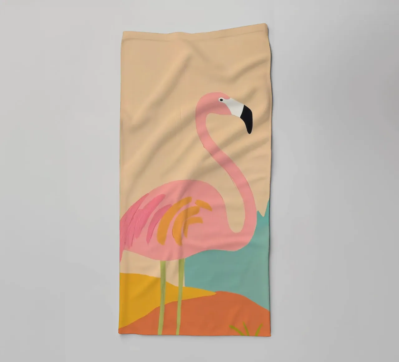 Retro Flamingo Kunst badhanddoek van Melloi Art Print