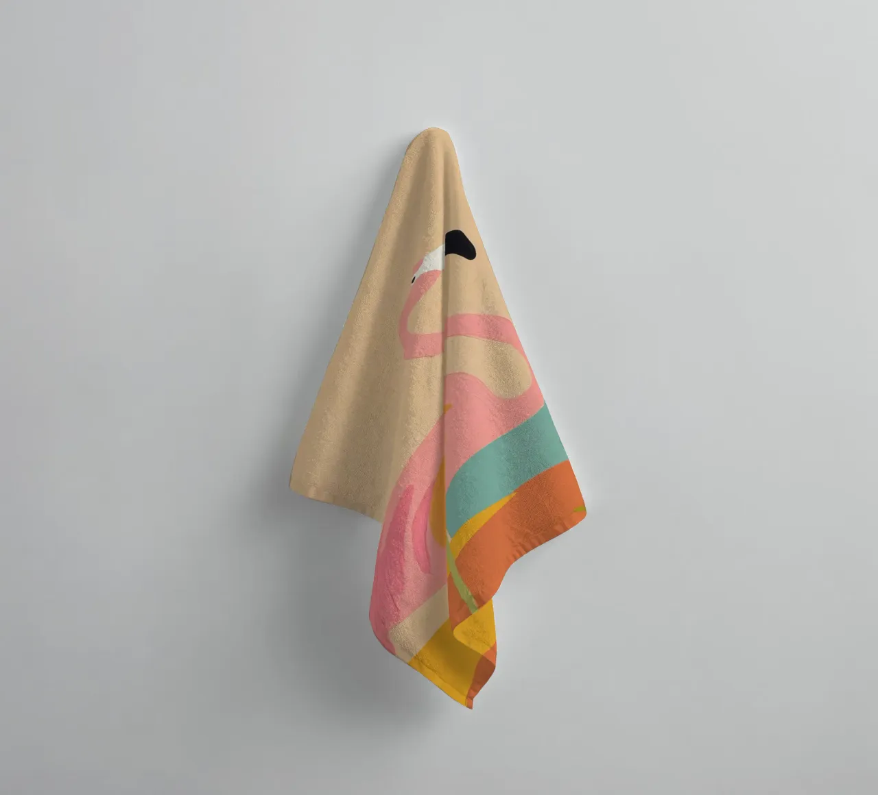 Retro Flamingo Kunst badhanddoek van Melloi Art Print