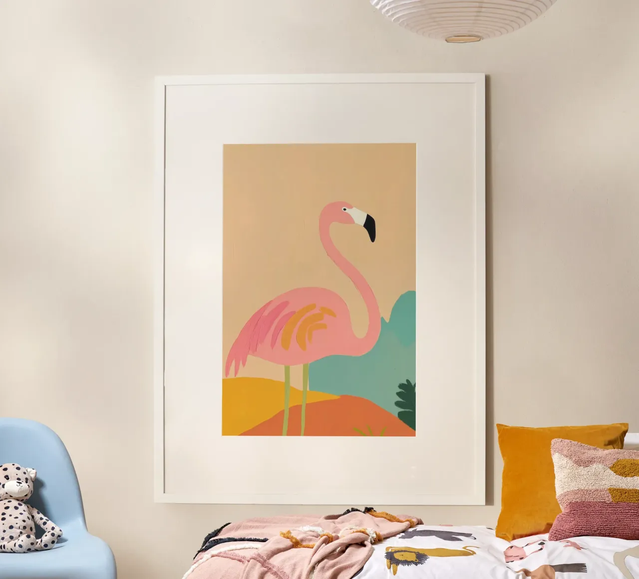 Retro Flamingo Kunst Hahnemühle von Melloi Art Print