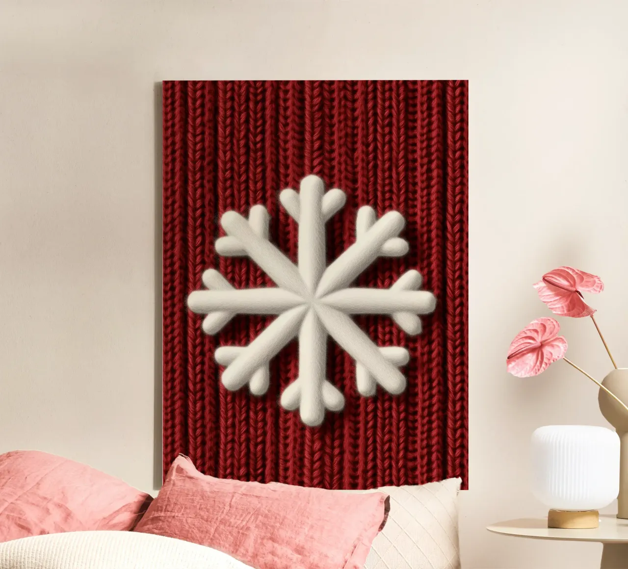 Snowflake | Knitted warming winter motif canvas with Floater frame by Autofocus