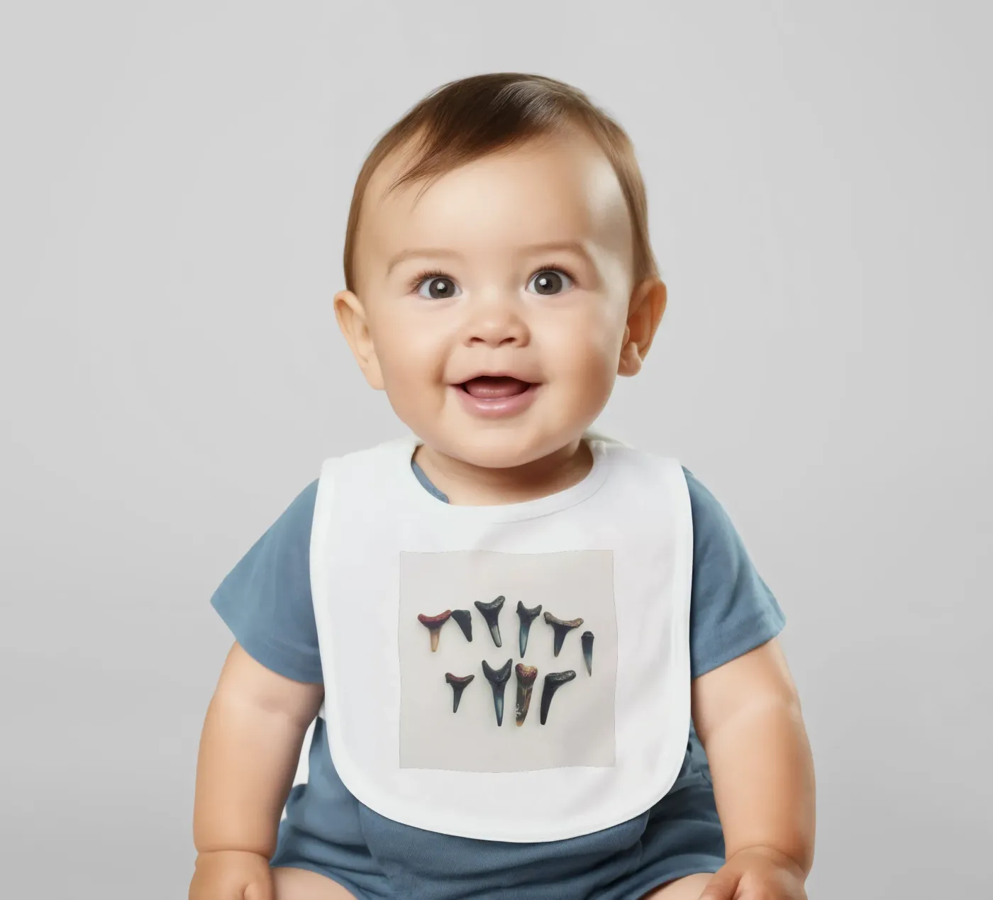 Sharkesteeth baby bib by Catherine McDonald