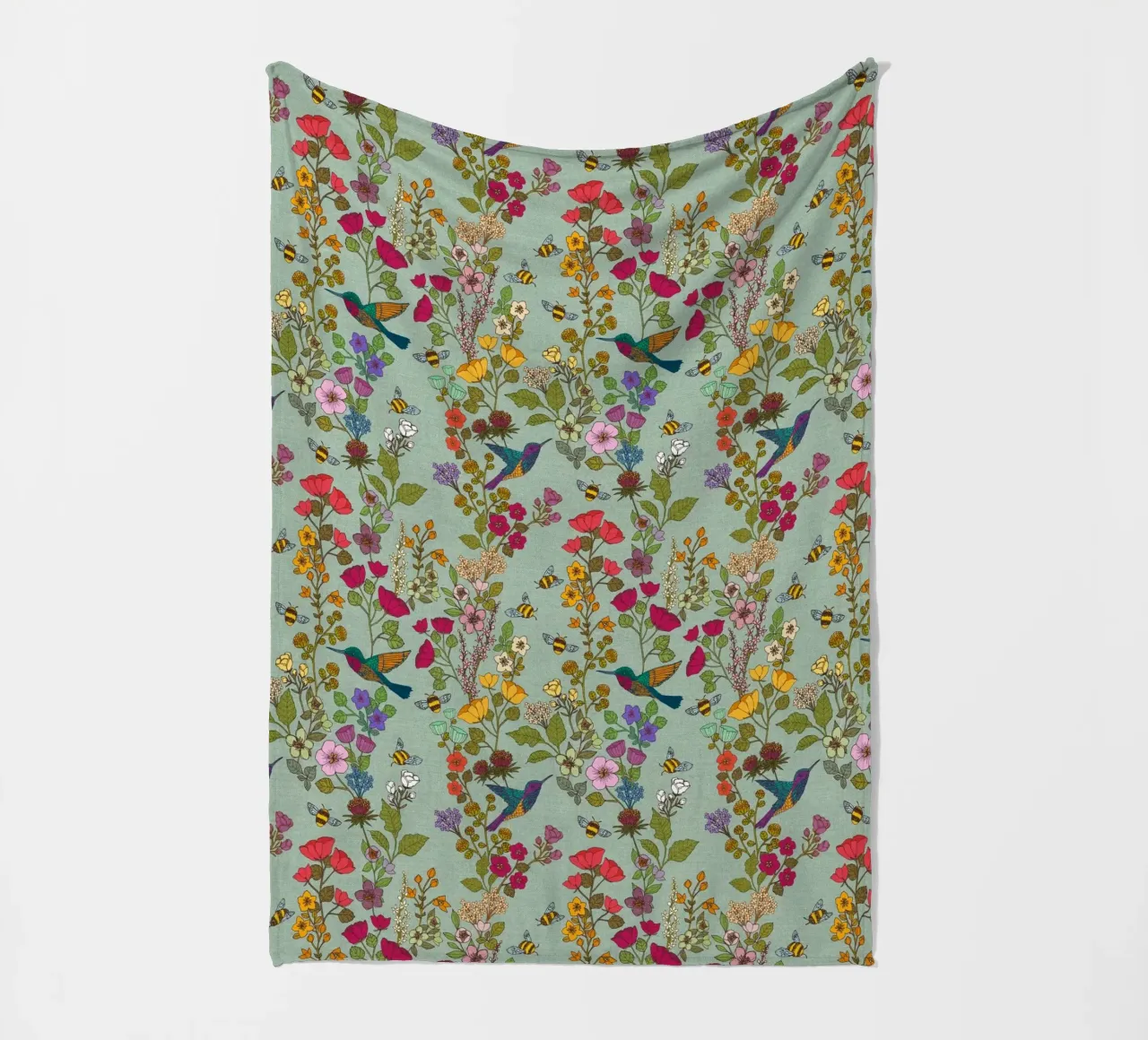 Cecilia Mok - Uovo d'anatra con colibrì e api coperta in pile da The Artcircle