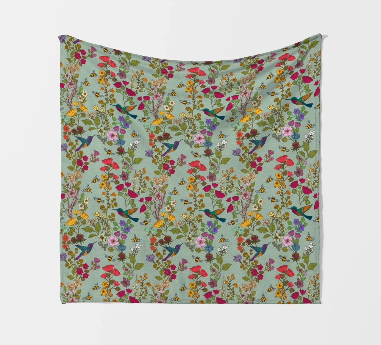 Cecilia Mok - Kolibri und Bienen Entenei Fleecedecke von The Artcircle