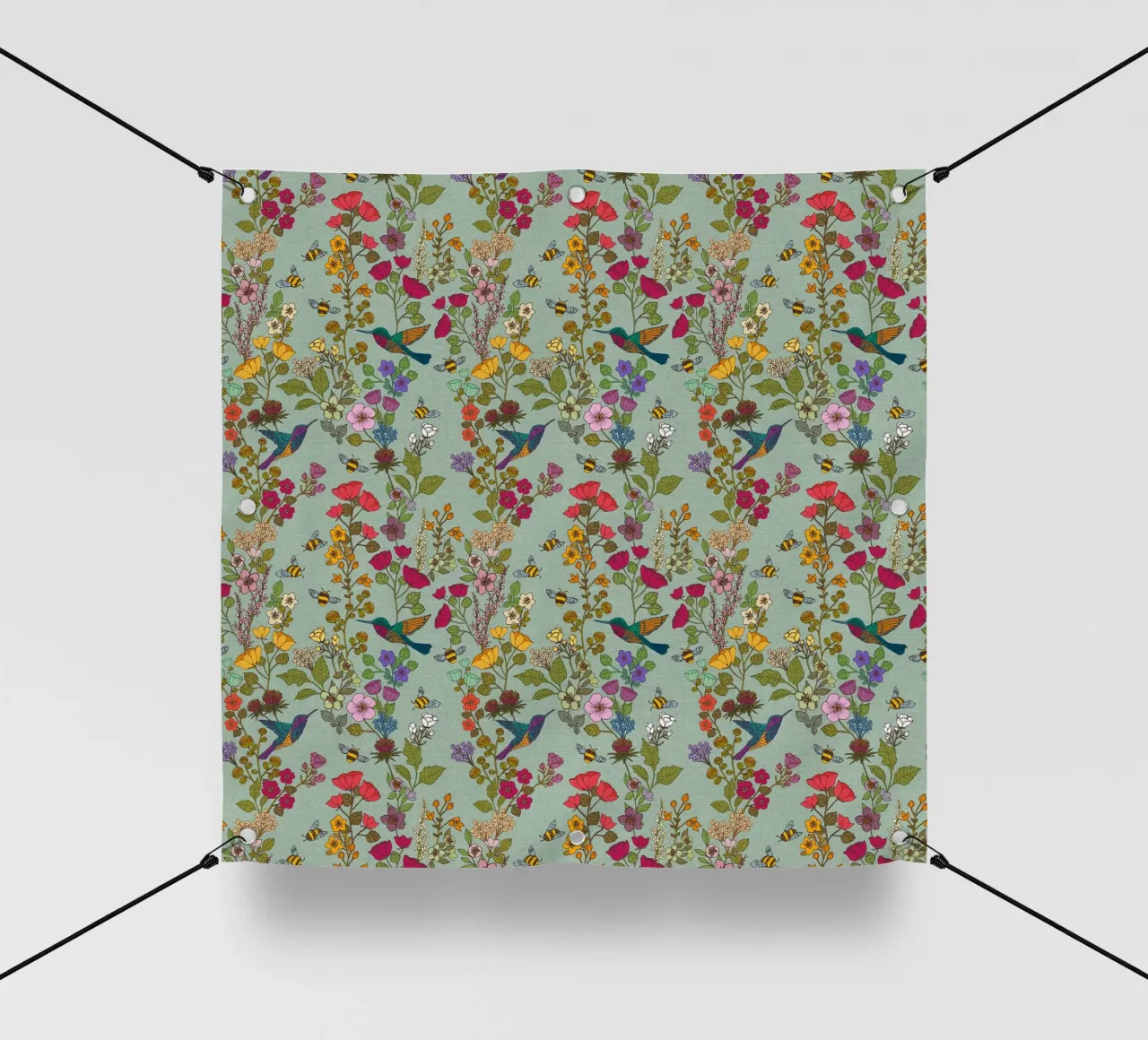 Cecilia Mok - Uovo d'anatra con colibrì e api telo in pvc da The Artcircle