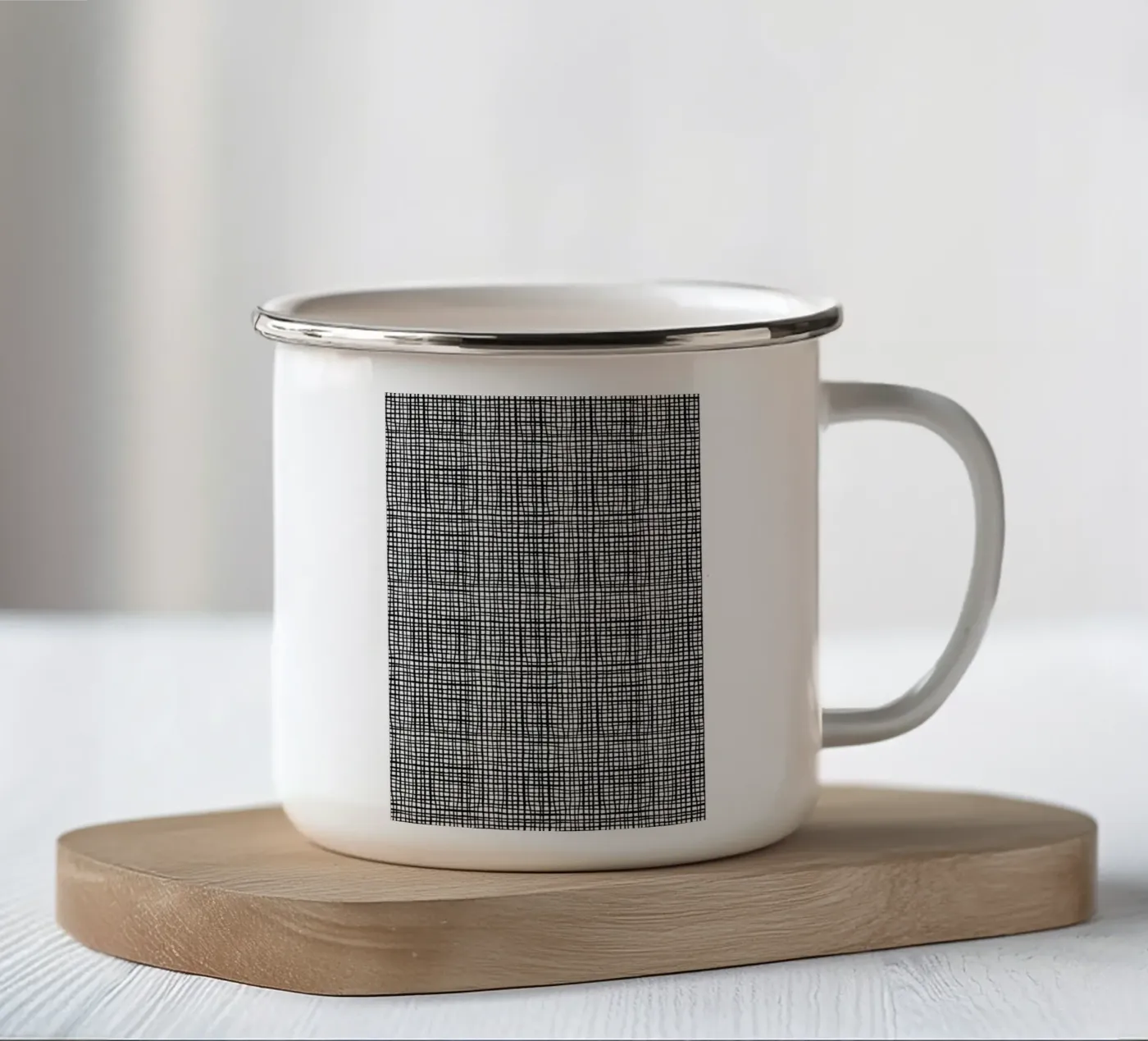 Grid enamel mug by Charlotte Winter