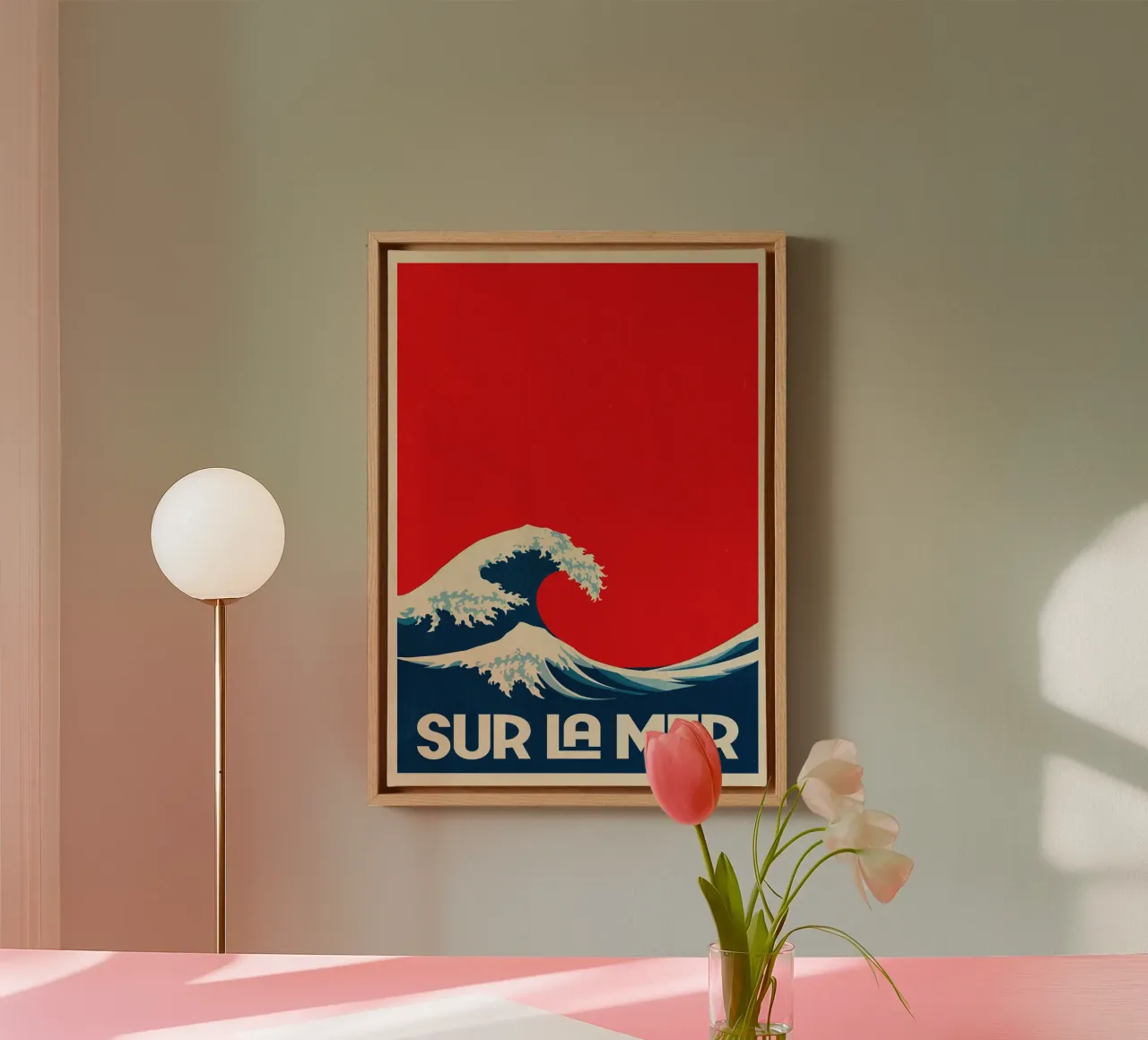 Sur La Mer - Poster d'epoca sulle onde tela con Cornice a cassetta da QuooodZ by MooodzArt