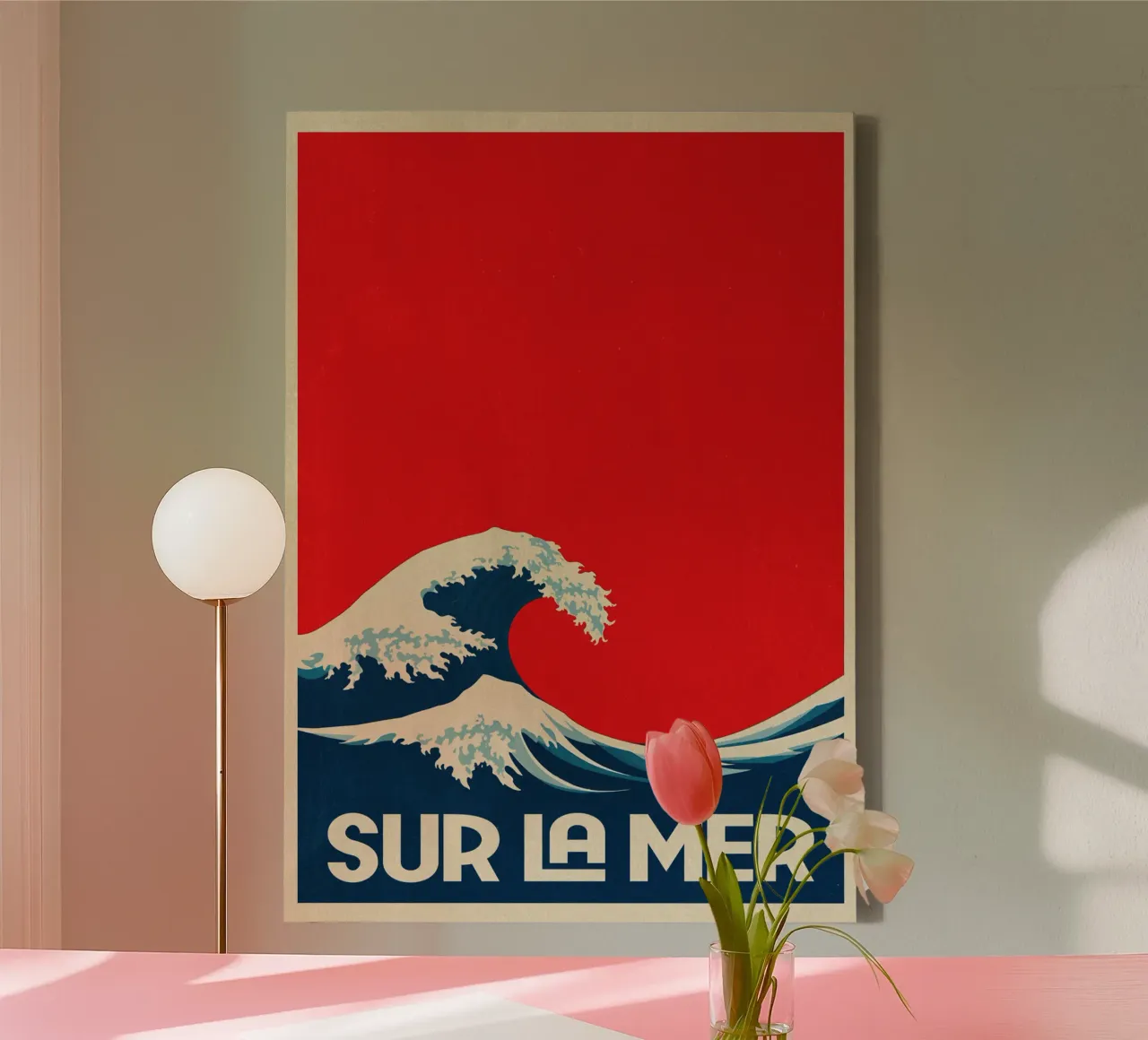 Sur La Mer - Poster d'epoca sulle onde tela con Cornice a cassetta da QuooodZ by MooodzArt