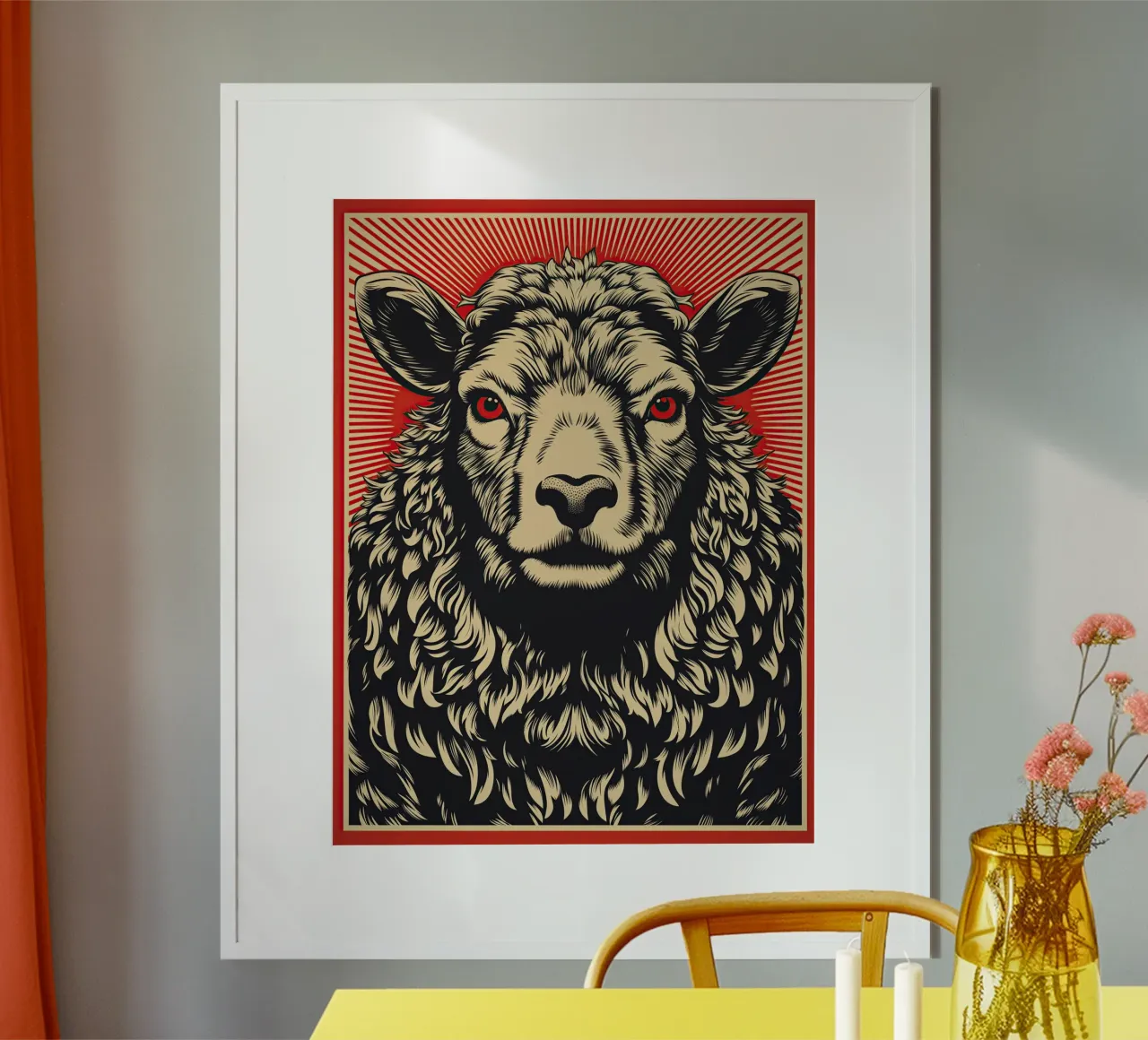 Het schaap van het jaar | Houtsnede afdrukken poster van Autofocus