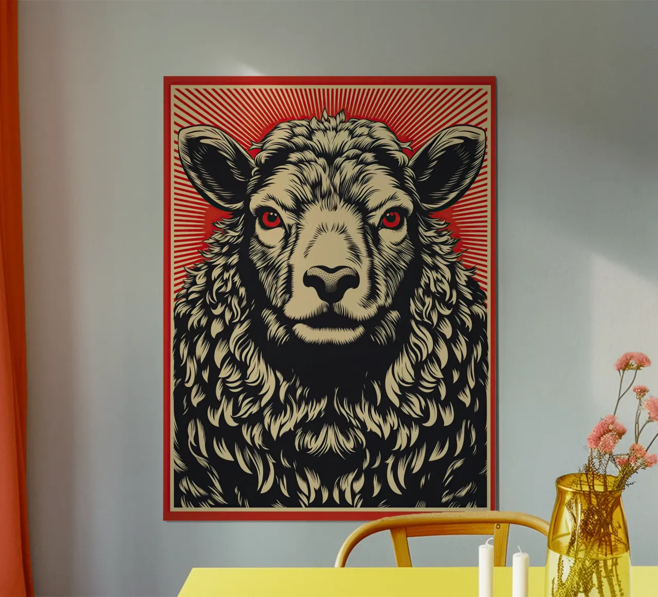Het schaap van het jaar | Houtsnede afdrukken poster van Autofocus