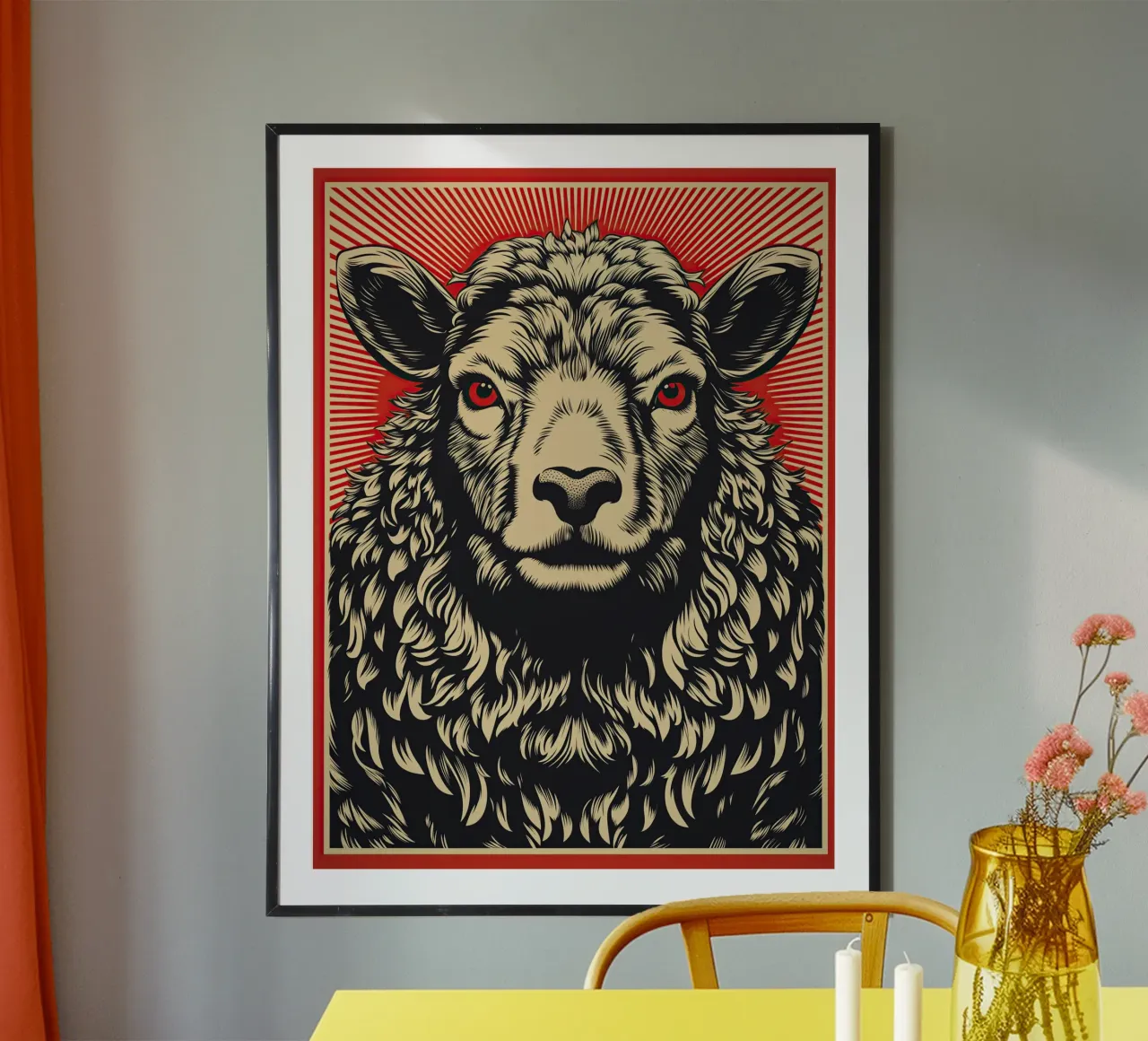 Het schaap van het jaar | Houtsnede afdrukken poster van Autofocus