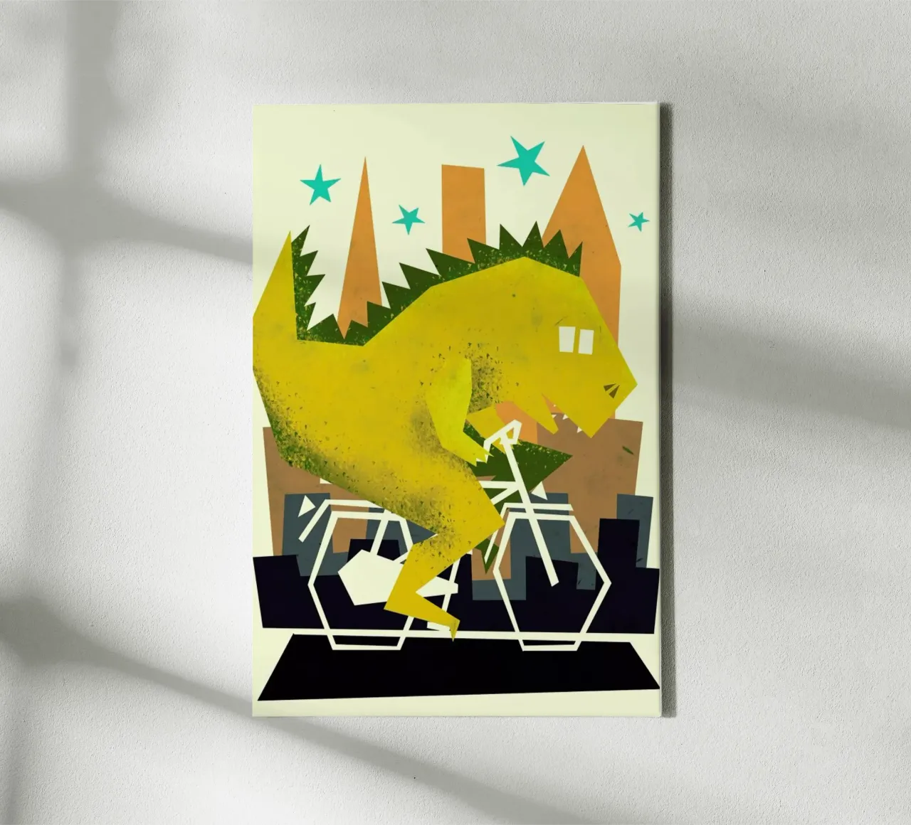 Godzilla Going To Town tela con Cornice a cassetta da Yetiland