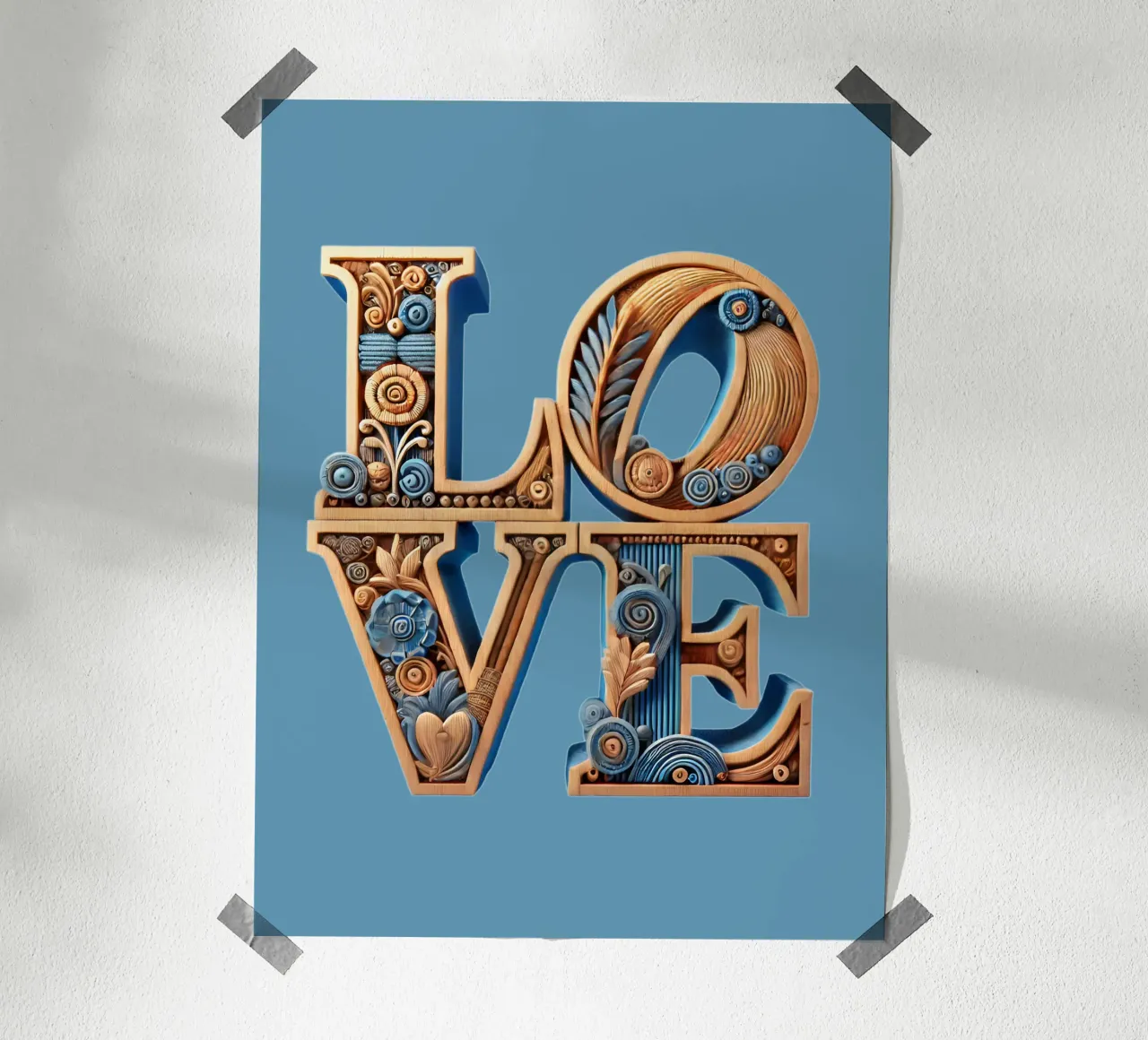 Love (Holz) poster with plastic frame by Digital Naive