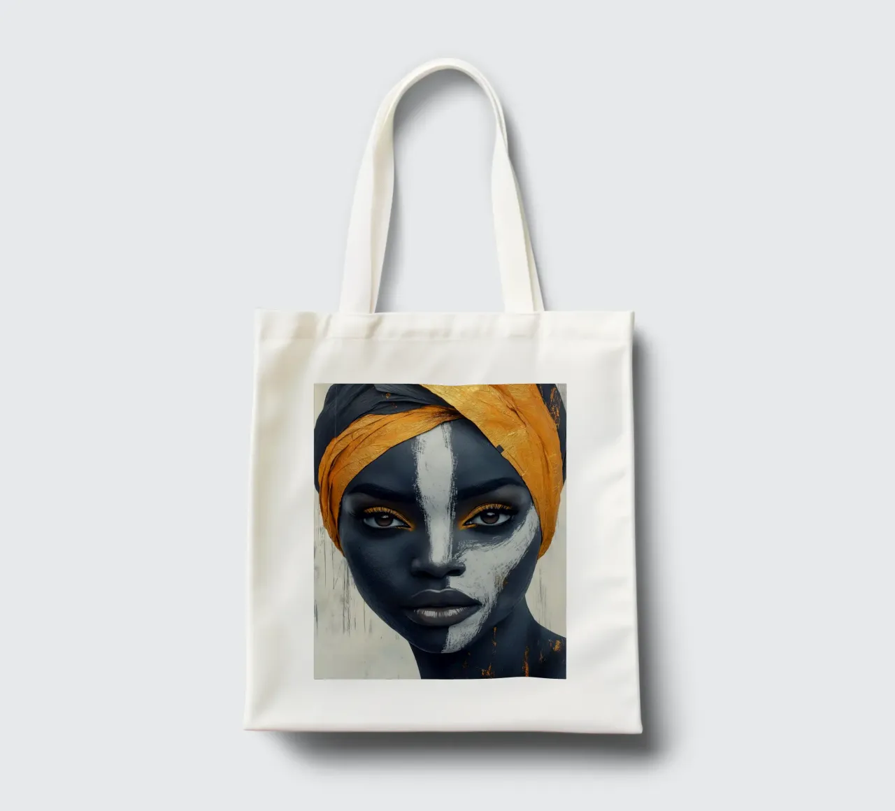 Ritratto africano di donna in nero, bianco e oro borsa in juta da Autofocus