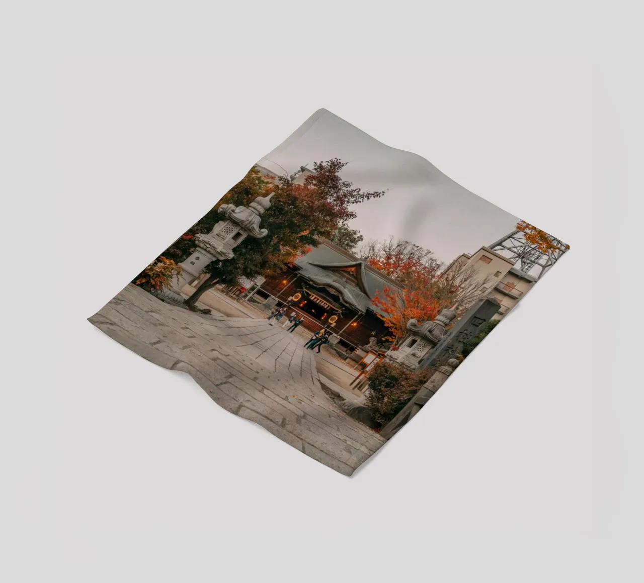 Autumn Shrine in Matsumoto, Japan fleece blanket by Marcel Bisig