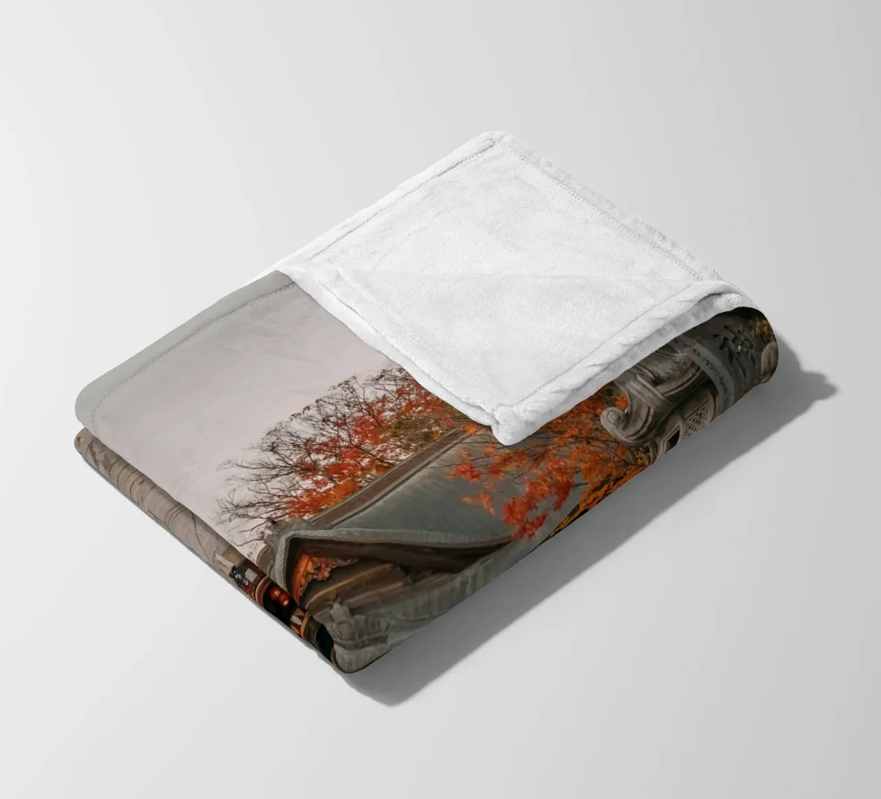 Autumn Shrine in Matsumoto, Japan fleece blanket by Marcel Bisig