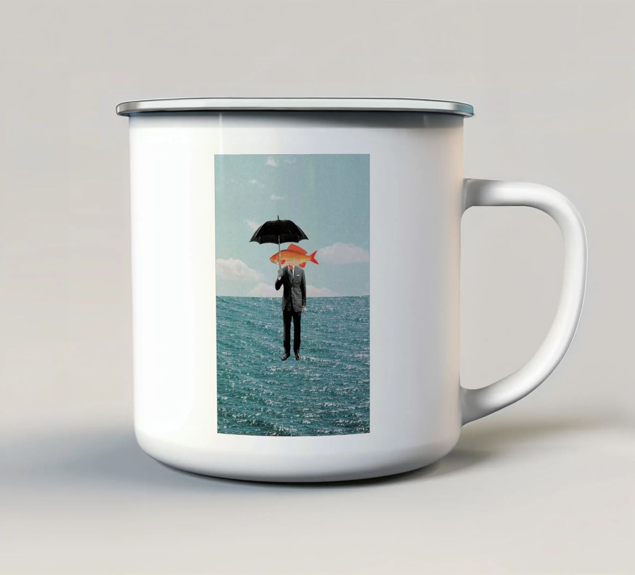 Can't Get Wet enamel mug by Maarten Léon