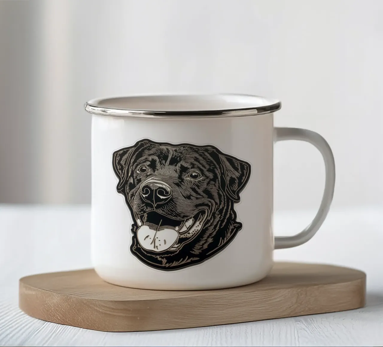 Cane di legno nero tazza in smalto da Motivate-Today