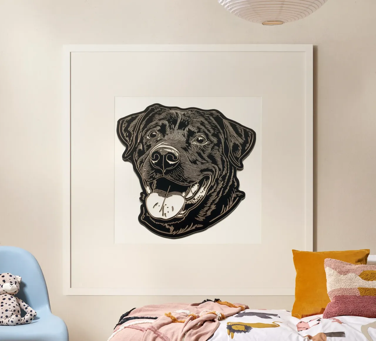 Cane di legno nero poster con telaio in alluminio da Motivate-Today