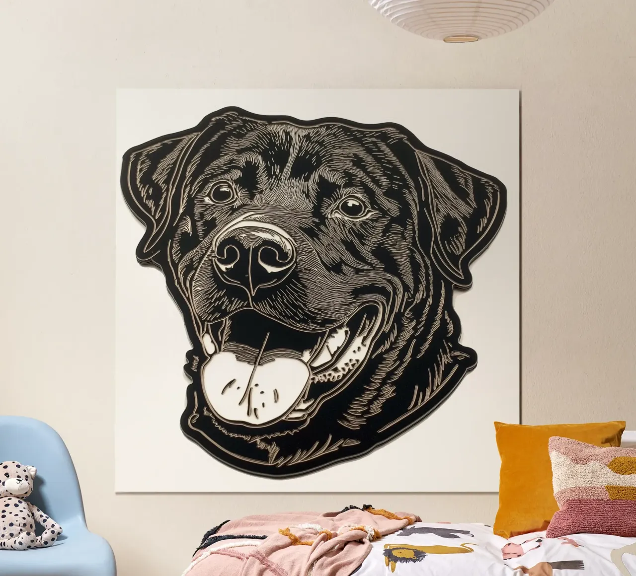 Cane di legno nero poster con telaio in alluminio da Motivate-Today