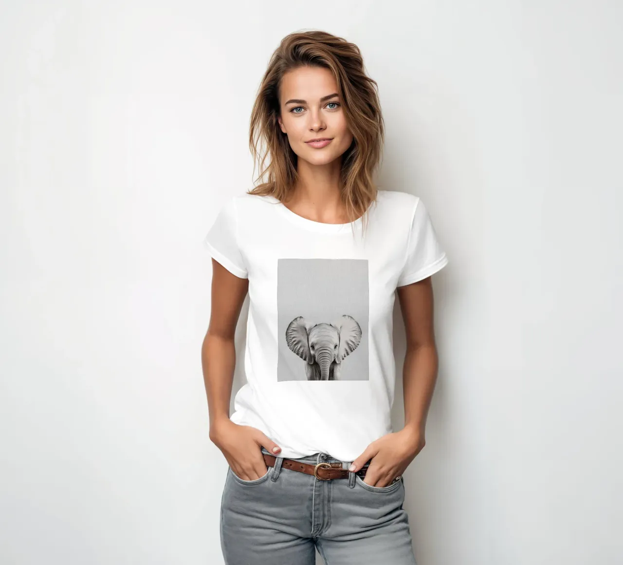 Lili cute baby elephant women's fitted t-shirt by Carinaprint