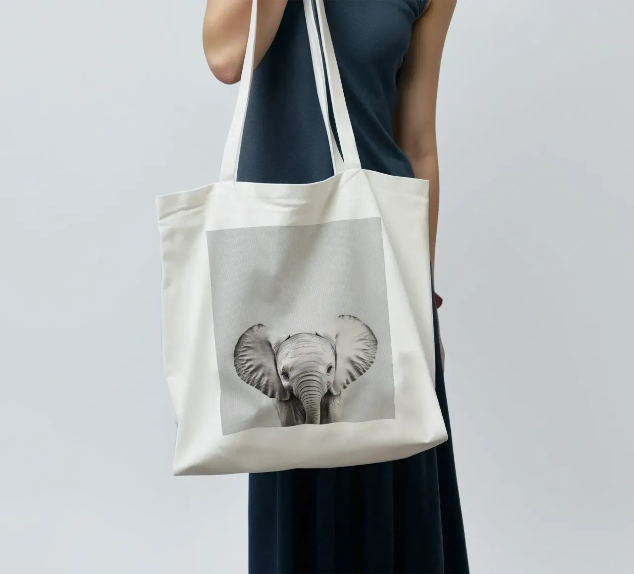 Lili cute baby elephant tote bag by Carinaprint