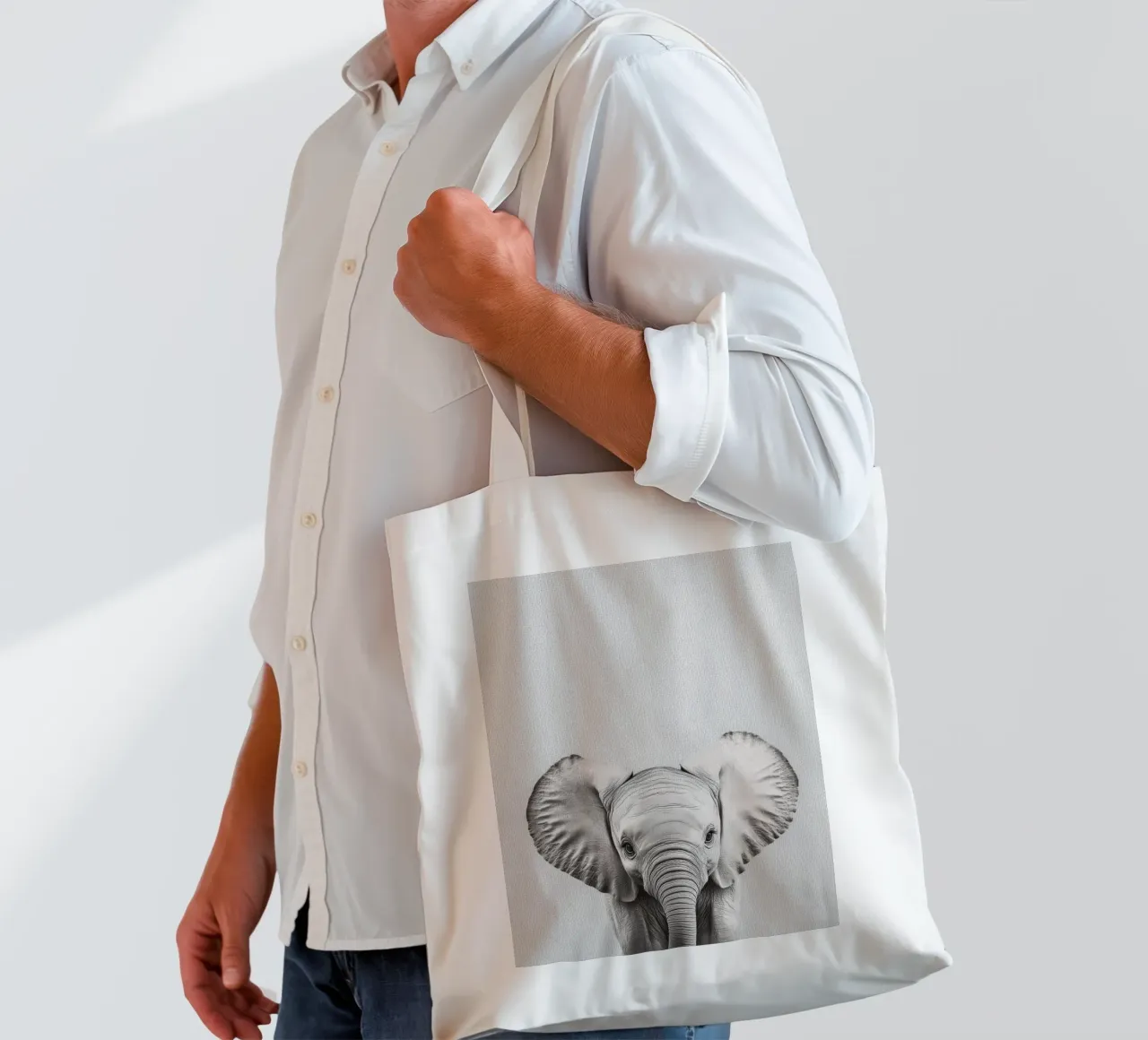 Lili cute baby elephant tote bag by Carinaprint