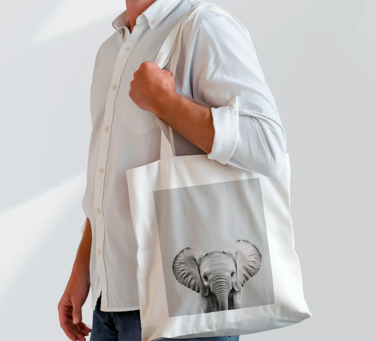 Lili cute baby elephant tote bag by Carinaprint