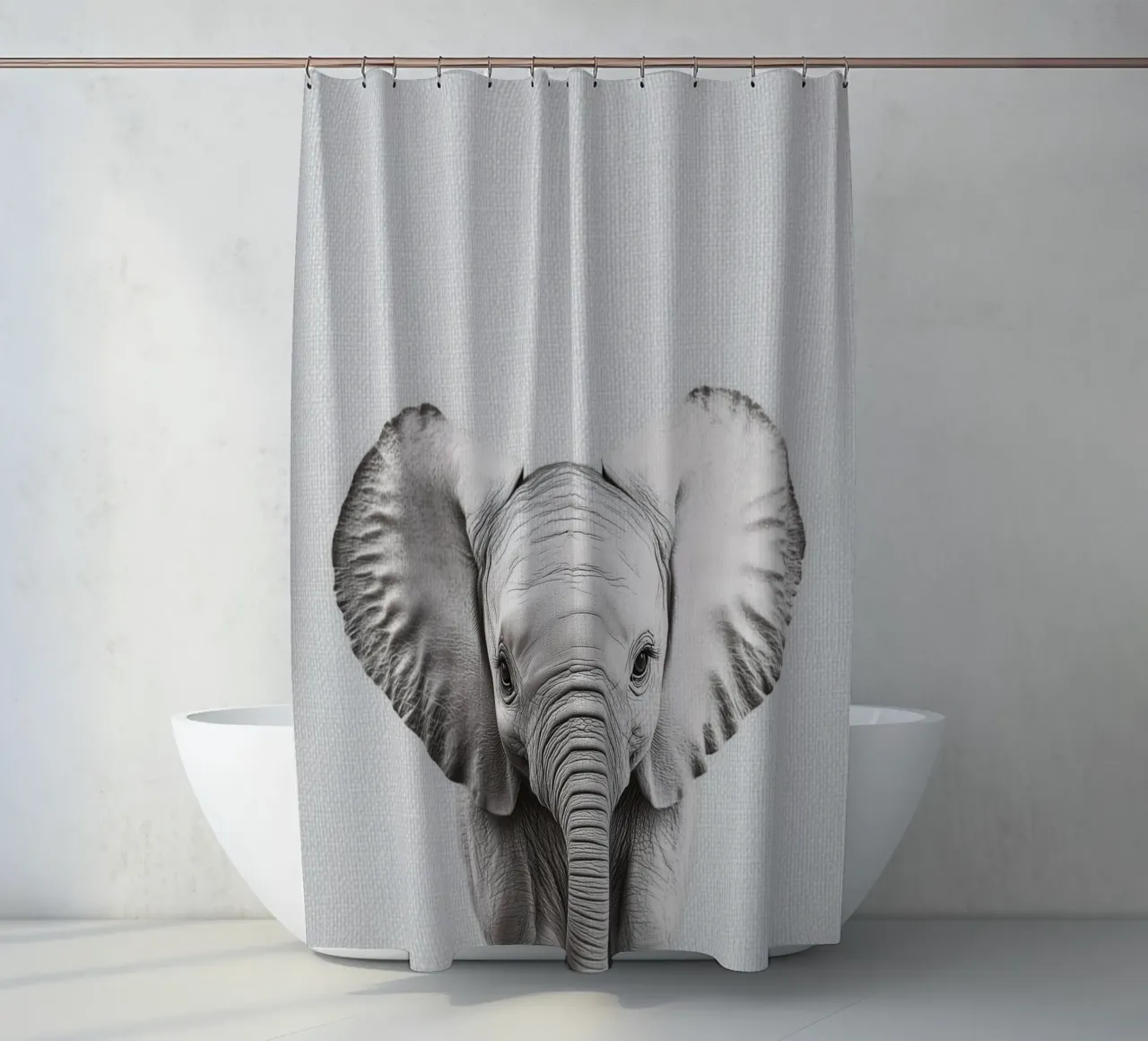 Lili cute baby elephant shower curtain by Carinaprint