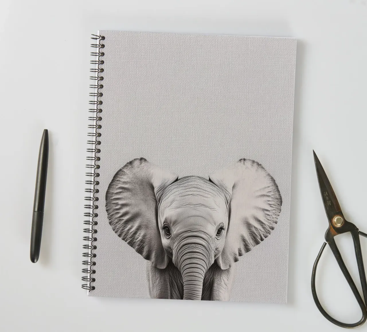 Lili cute baby elephant spiral notebook by Carinaprint