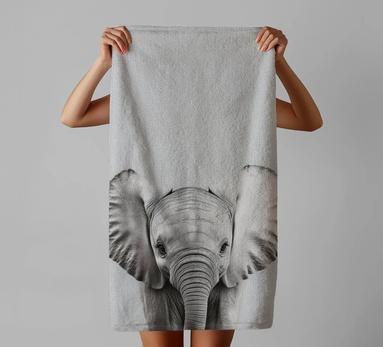 Lili cute baby elephant towel by Carinaprint