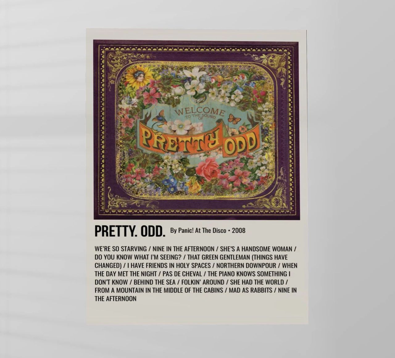 PRETTY. ODD. By Panic! At The Disco. 2008 pellicola backlit da SoundStudio