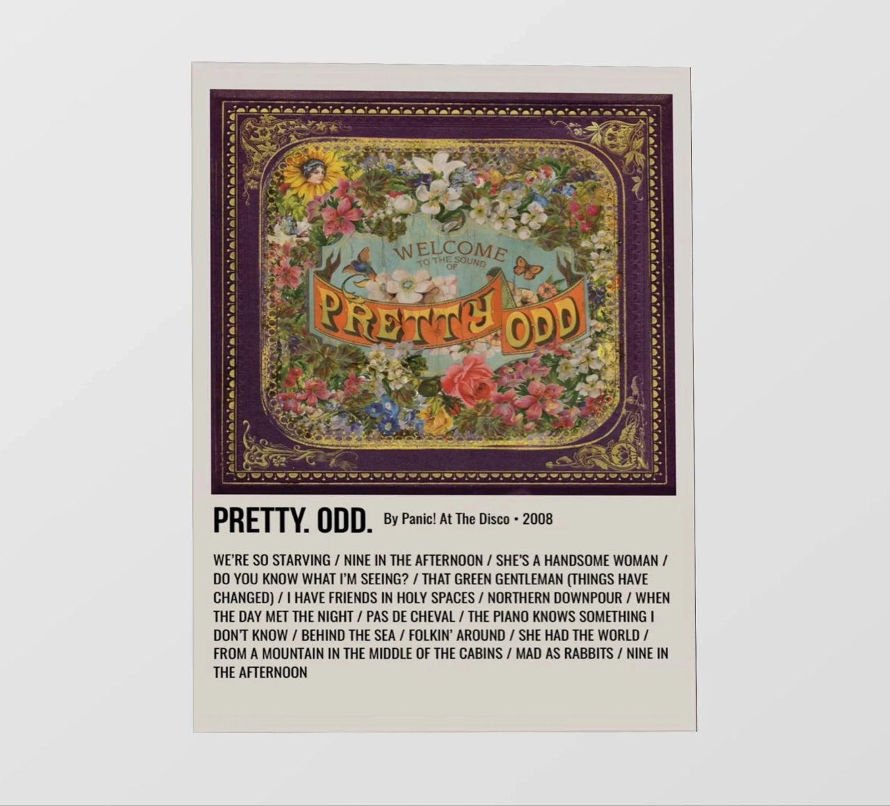 PRETTY. ODD. By Panic! At The Disco. 2008 pellicola backlit da SoundStudio